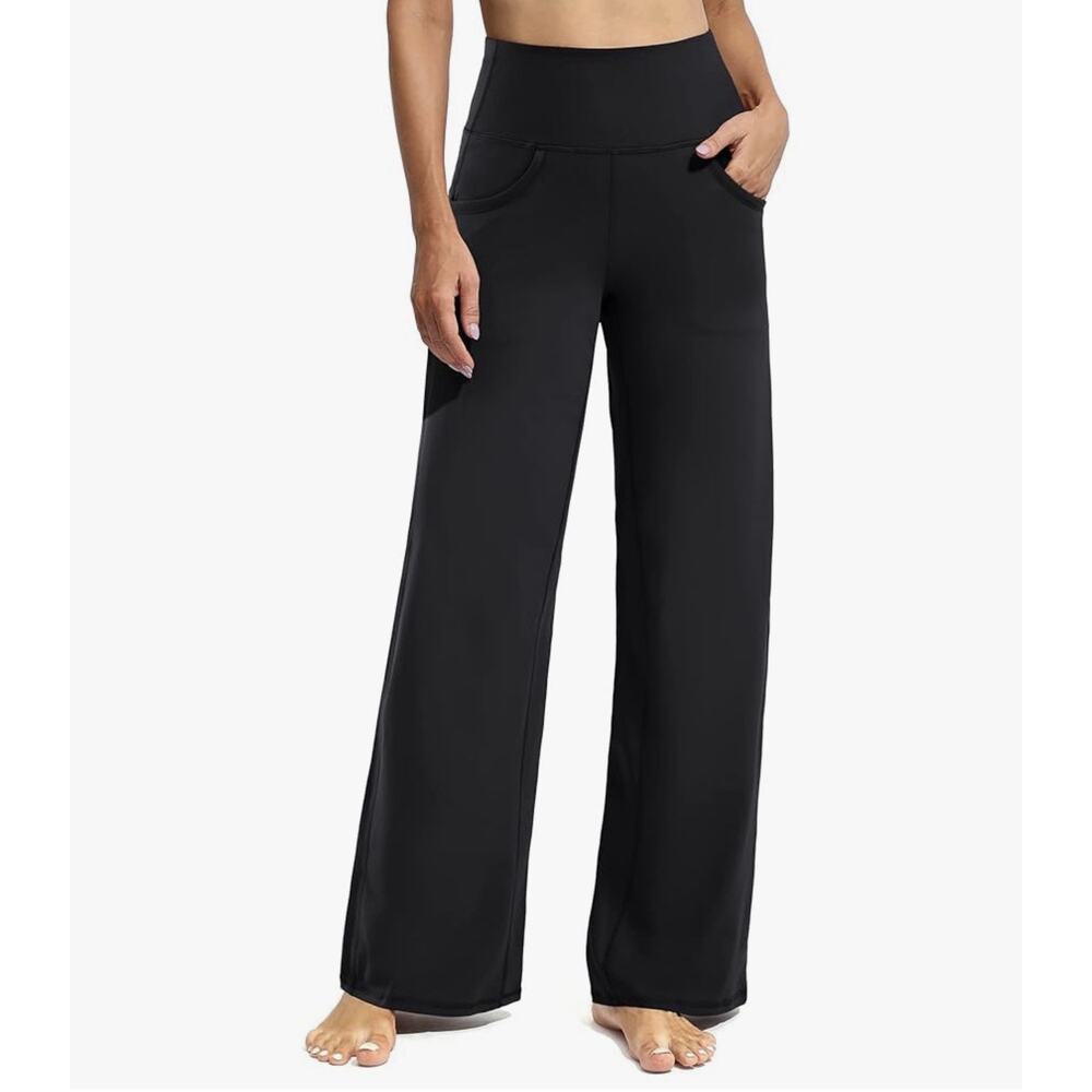 Promover Wide Leg Pants Woman Yoga Pants with Pockets Stretch Loose Size XS